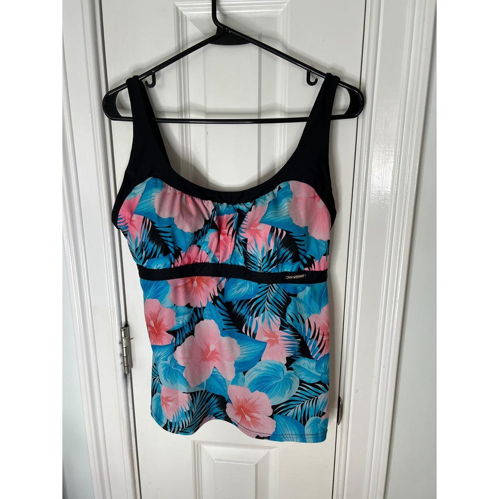 ZeroXposur Womens XXL Tankini Top Tropical Floral Pink Blue Black Swimwear